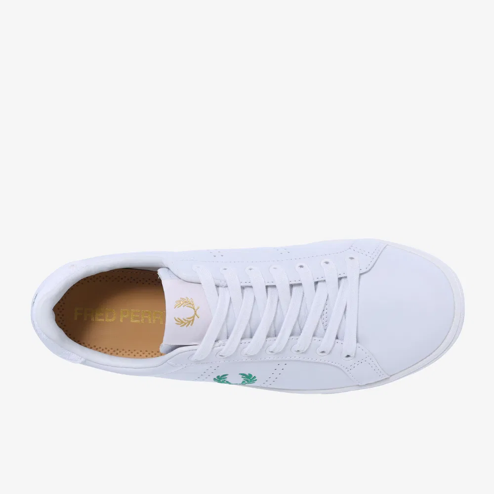 Мужские низкие кеды B721 Leather Toweling белые с зелёным от Fred Perry — фото 3