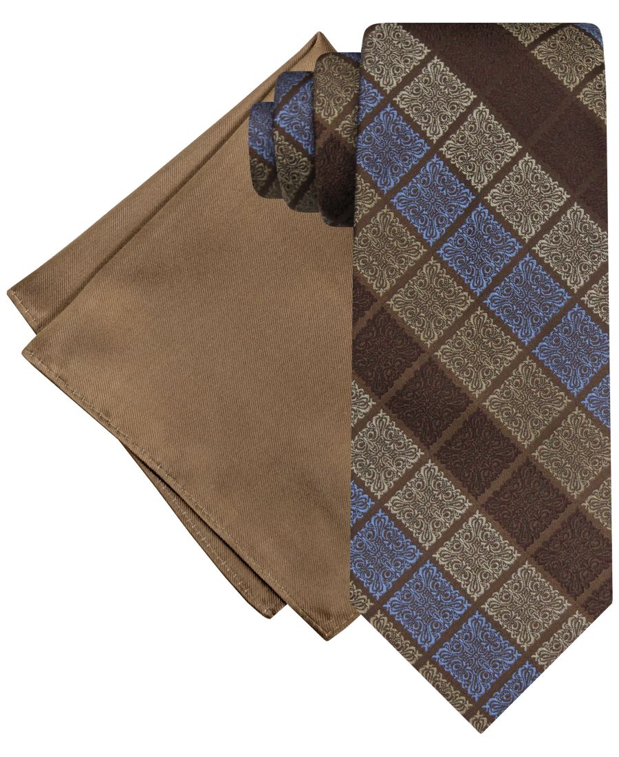 

Мужской галстук с градиентными квадратами и однотонный нагрудный платок Steve Harvey, Taupe