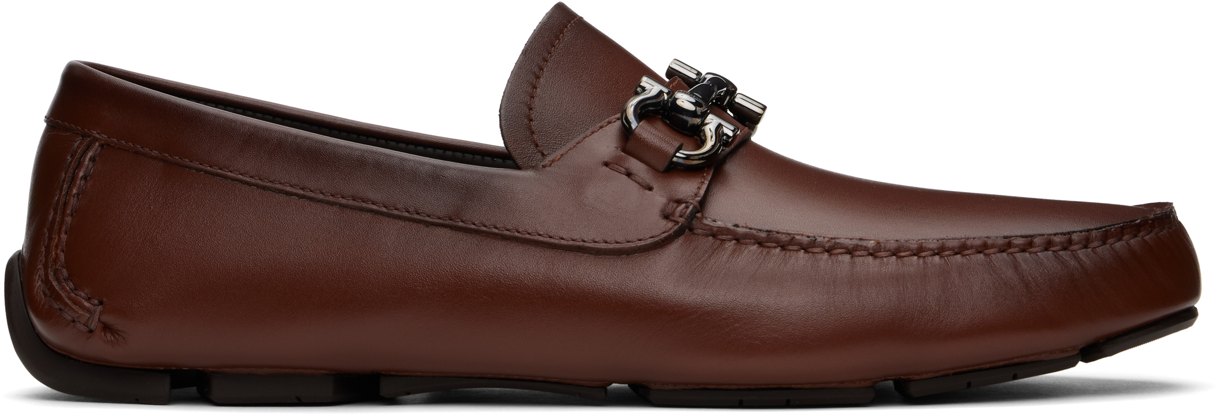 

Мокасины для водителя с орнаментом Gancini Ferragamo, коричневый