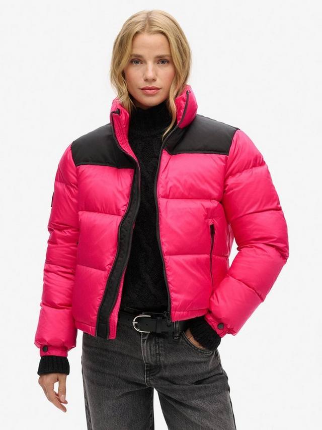 

Пуховик спортивного стиля code Superdry, цвет Hot Pink/Black