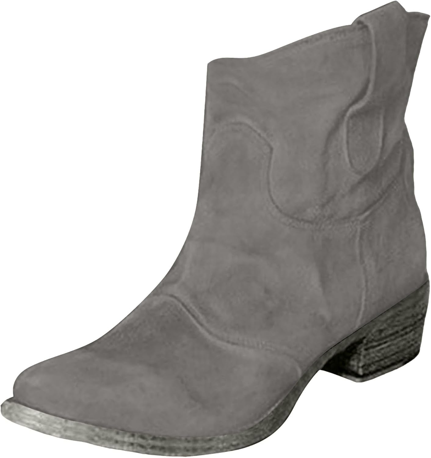 

Женские ботильоны Baxtayel, свободные, с заостренным носком, массивным низким каблуком, короткие замшевые ботинки, удобные, противоскользящие, ретро-стиля, для прогулок на улице, серый