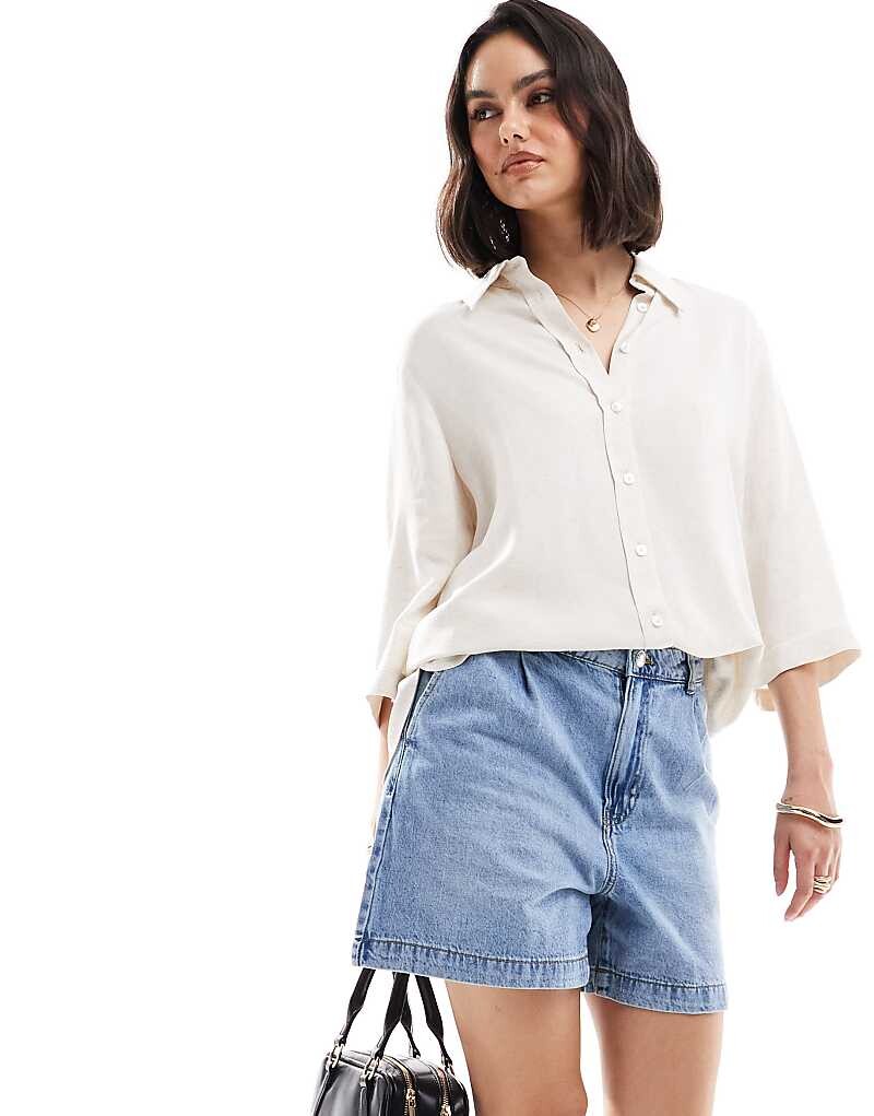 

ASOS DESIGN – Льняная рубашка свободного кроя натурального цвета
