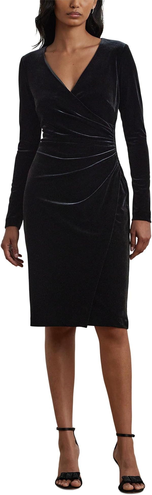 

Платье Lauren Ralph Lauren Stretch Velvet Surplice Dress, цвет Black Velvet