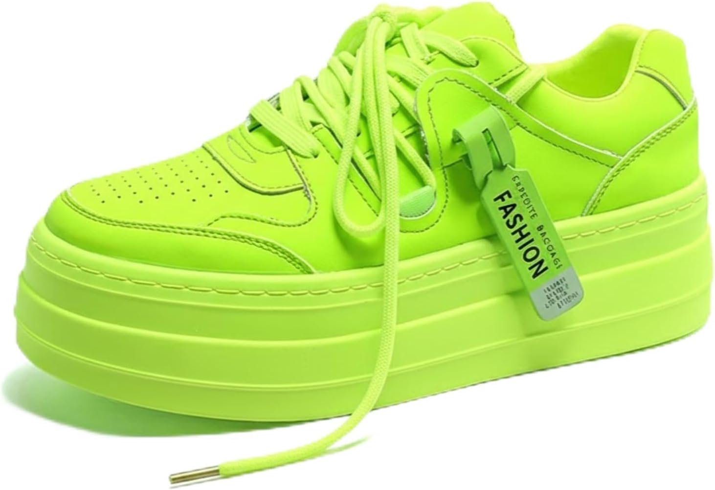 

Мужские кроссовки на платформе флуоресцентного зеленого цвета Y2K с массивной толстой подошвой, шнуровкой, повседневные для ходьбы и стритвира Yozti