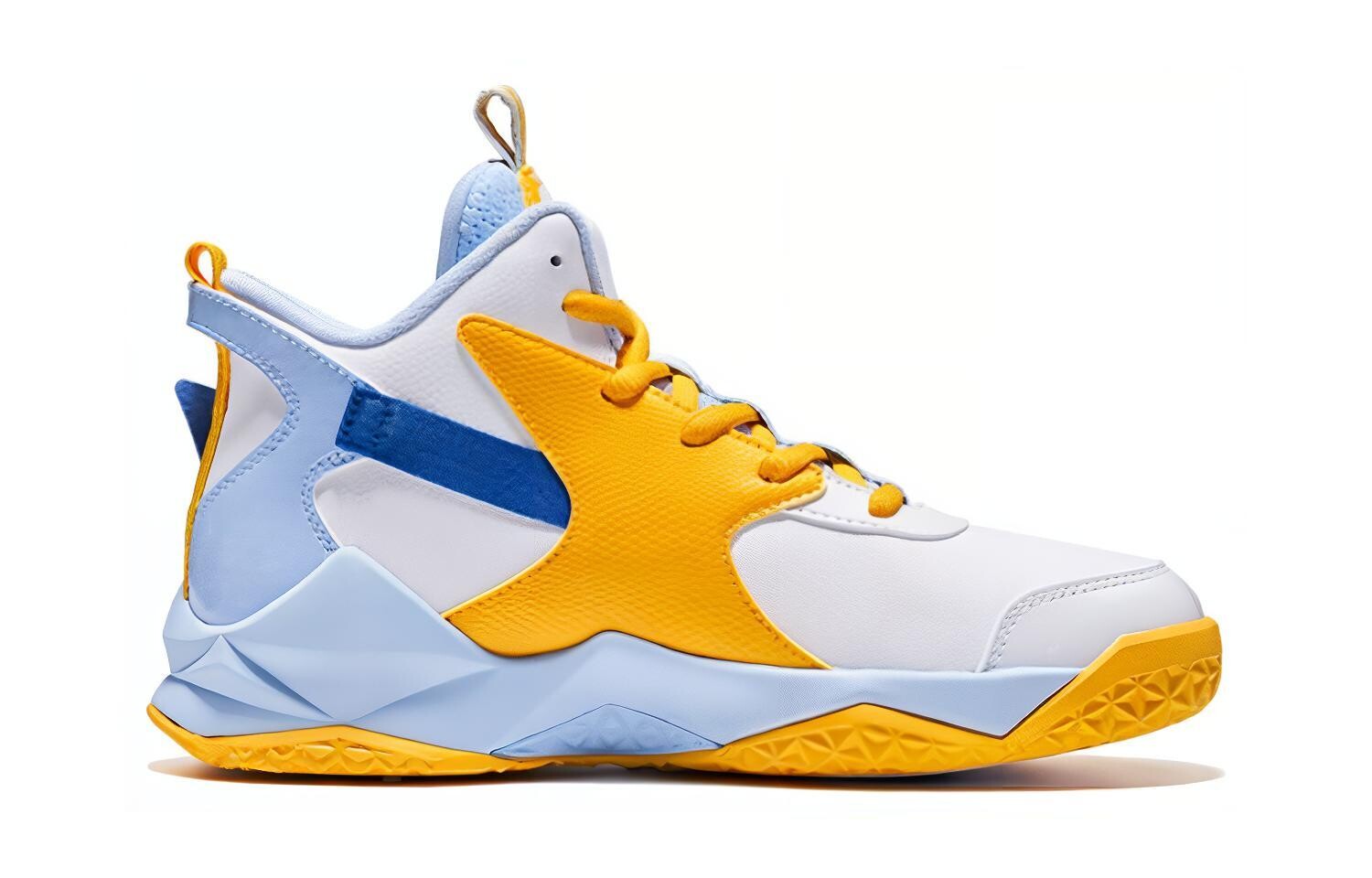 Детские баскетбольные кроссовки GS Mid-top белые/синие/желтые Qiaodan — фото 2