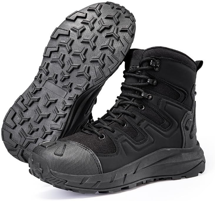 

Мужские высокие ботинки для активного отдыха - водонепроницаемые с противоскользящей подошвой для походов и пересеченной местности Heelvirtuosa, черный