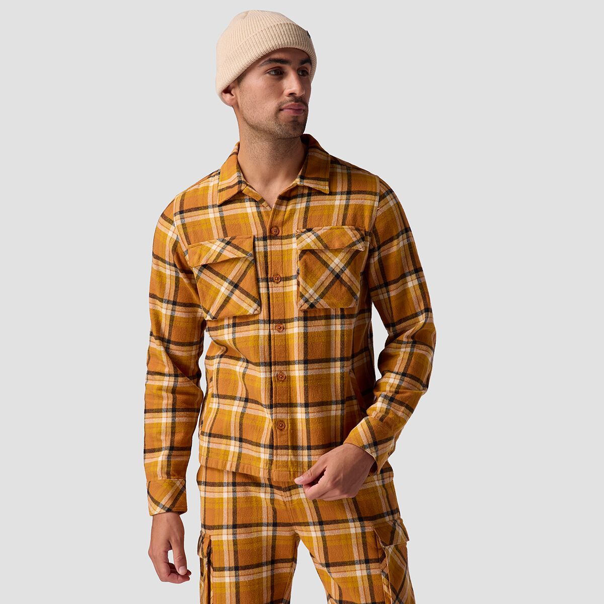 

Фланелевая рубашка утилитарного кроя Stoic, цвет harvest sugar plaid