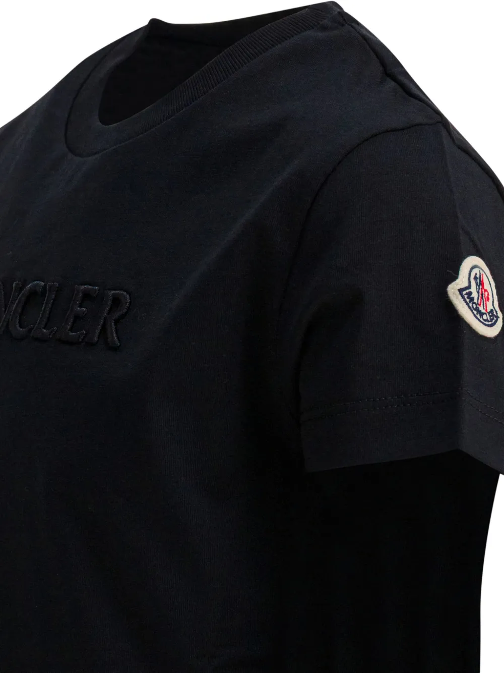 Футболка с вышитым логотипом Moncler Enfant, черный — фото 3