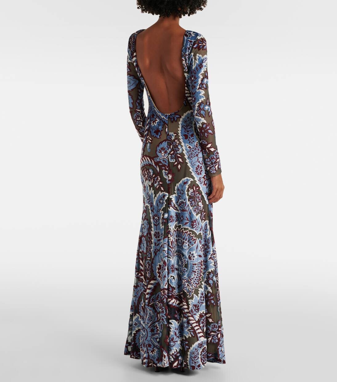 Платье макси из крепового джерси с узором пейсли Etro, цвет multicolour on blue base — фото 3