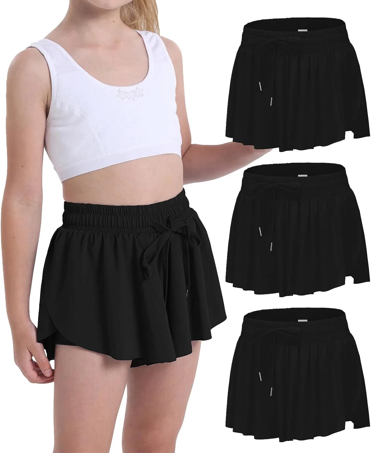 Шорты для девочек спортивные Flowy Shorts, Heyielda, Black/Black/Black
