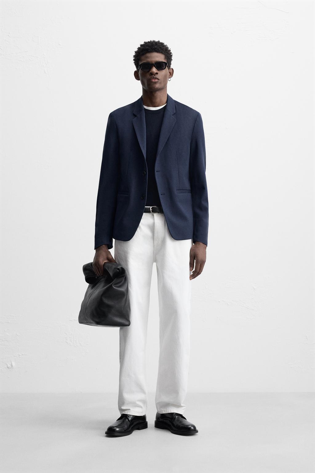 

Комфортный приталенный блейзер ZARA, синий