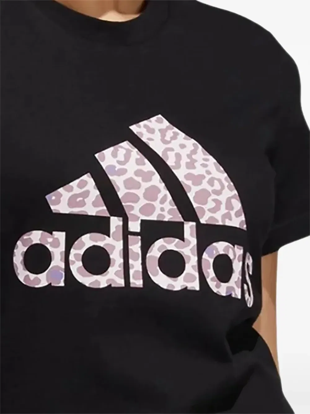 Футболка с леопардовым принтом Adidas, черный — фото 2