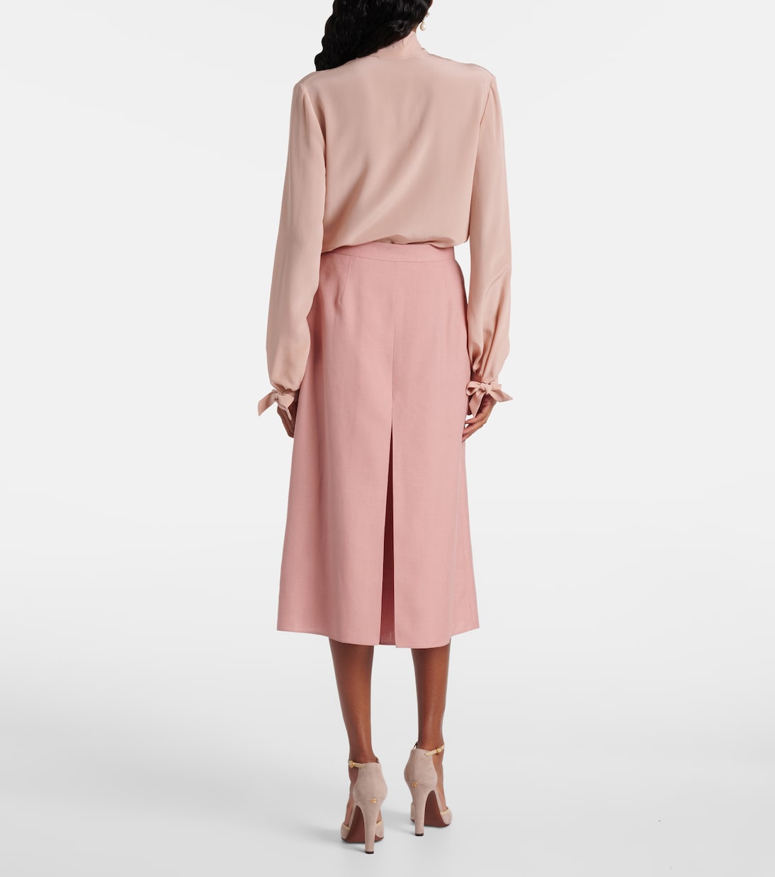 Юбка-шорты с высокой талией и широкими штанинами Valentino, Oriental Pink — фото 3