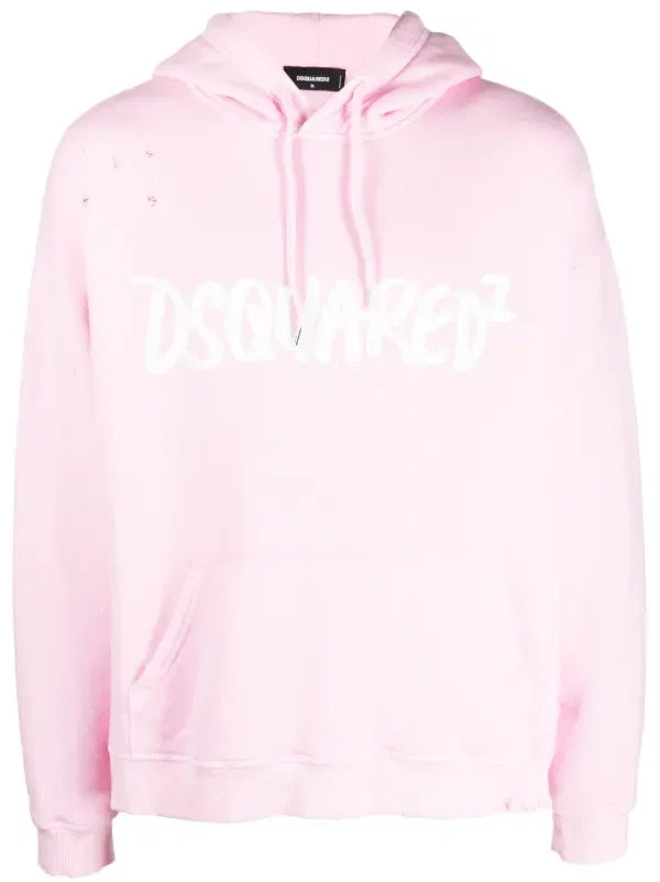 Худи из хлопка с эффектом потертости Dsquared2, розовый