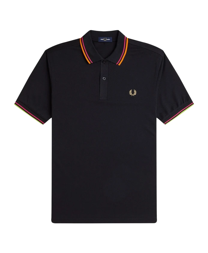 

Классическая черная рубашка-поло с культовой вышивкой. Fred Perry, черный