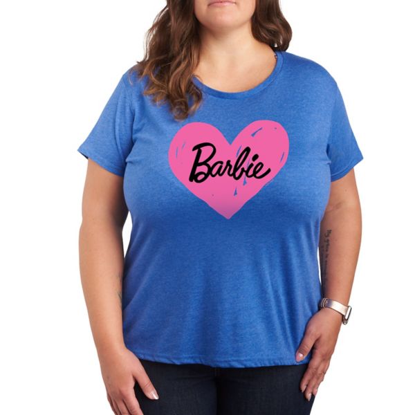 

Футболка с принтом в виде нарисованного от руки сердца и логотипом Plus Barbie, синий
