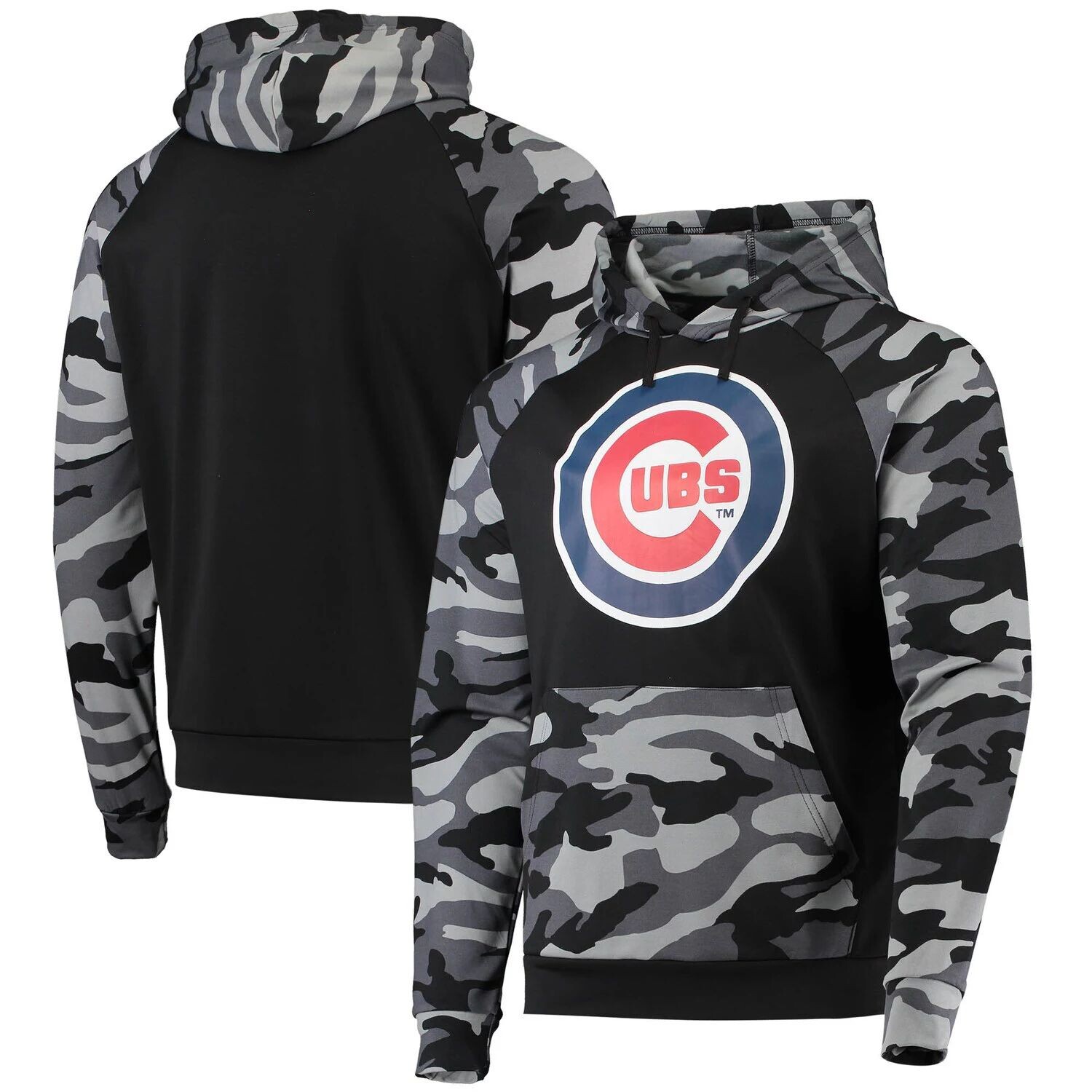 

Мужской пуловер с капюшоном FOCO Black Chicago Cubs Camo реглан