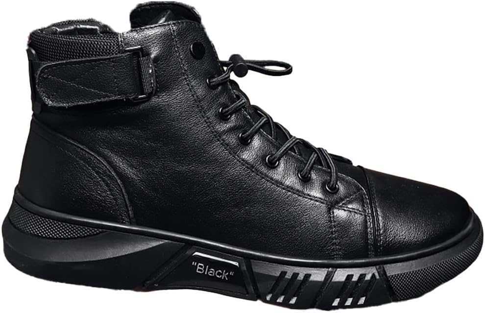 

Мужские итальянские высокие кожаные ботинки, новые для осени и зимы, ботинки чукка с боковой молнией, нескользящая мягкая подошва, амортизация, бархат Angrymonkey, черный