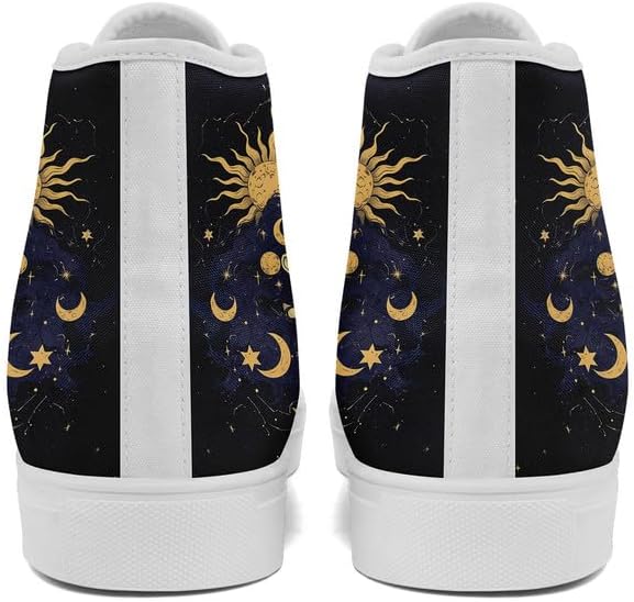 Кеды на высокой подошве Sun Moon Star из холщовой ткани для женщин и мужчин, черные и белые модные туфли, шнуровка, стильные, унисекс, для прогулок и повседневного ношения Awsole — фото 3