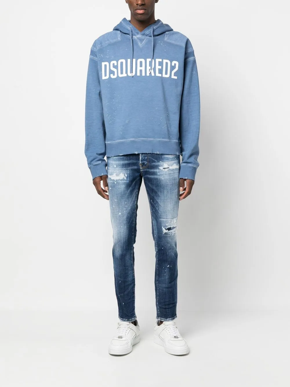 Толстовка с логотипом и эффектом потертости DSQUARED2, синий — фото 2