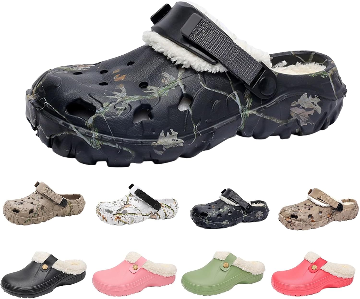 

Сабо-садовая обувь для женщин и мужчин, зимние меховые пушистые тапочки, унисекс, нескользящие, удобные домашние тапочки с закрытым носком, для прогулок дома и на улице Kajxz, черный