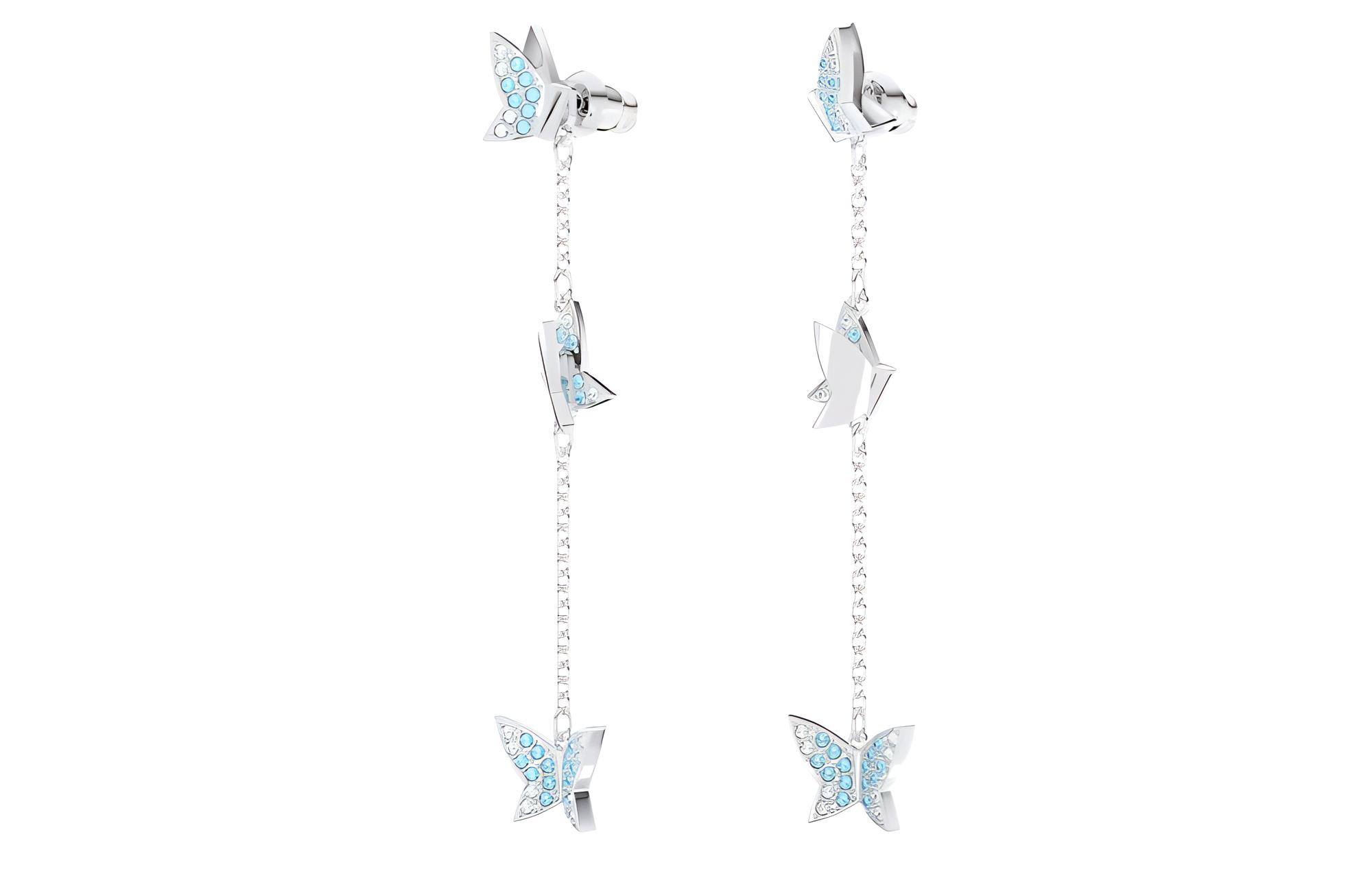 

Серьги Lilia Rhodium Plated, искусственный кристалл Swarovski, синий/серебристый