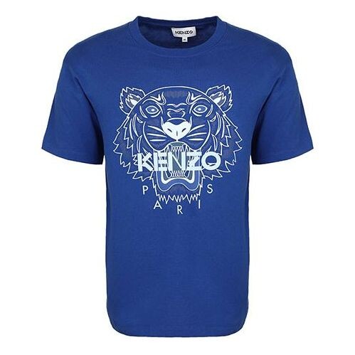 

Футболка Men's KENZO SS21 Solid Color Tiger Head Printing Pattern Short Sleeve Royal blue, синий