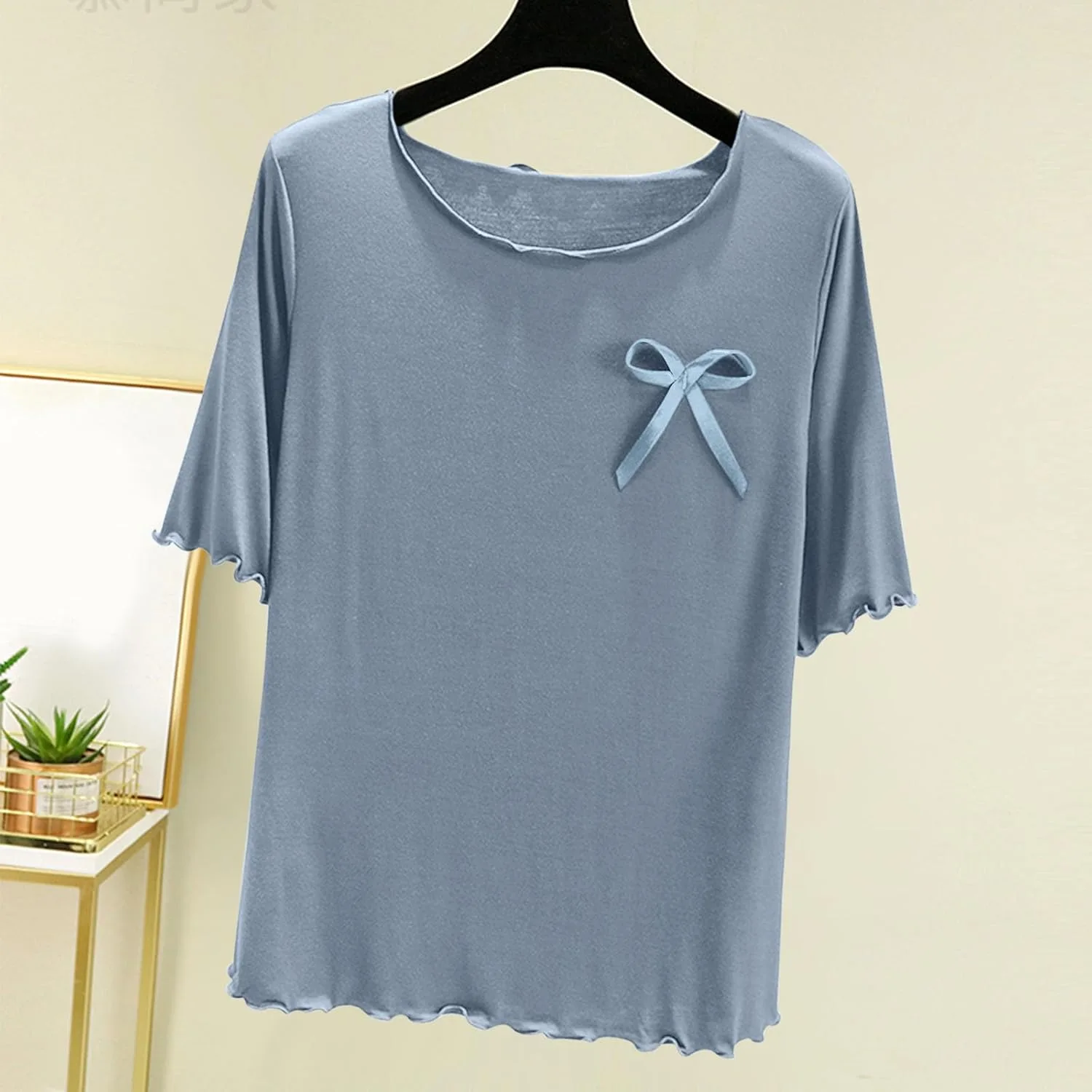 Футболка с коротким рукавом для женщин, лето 2025, Crew Neck, свободный крой — фото 2