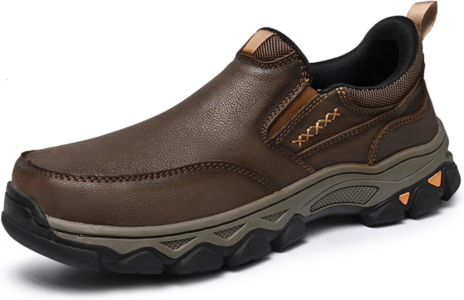 

Мужские лоферы для повседневной жизни, офиса и прогулок, удобные для ходьбы, на улице, для горного туризма и походов, с противоскользящей подошвой, легкое надевание и снятие, из натуральной кожи Glivio, темно-коричневый