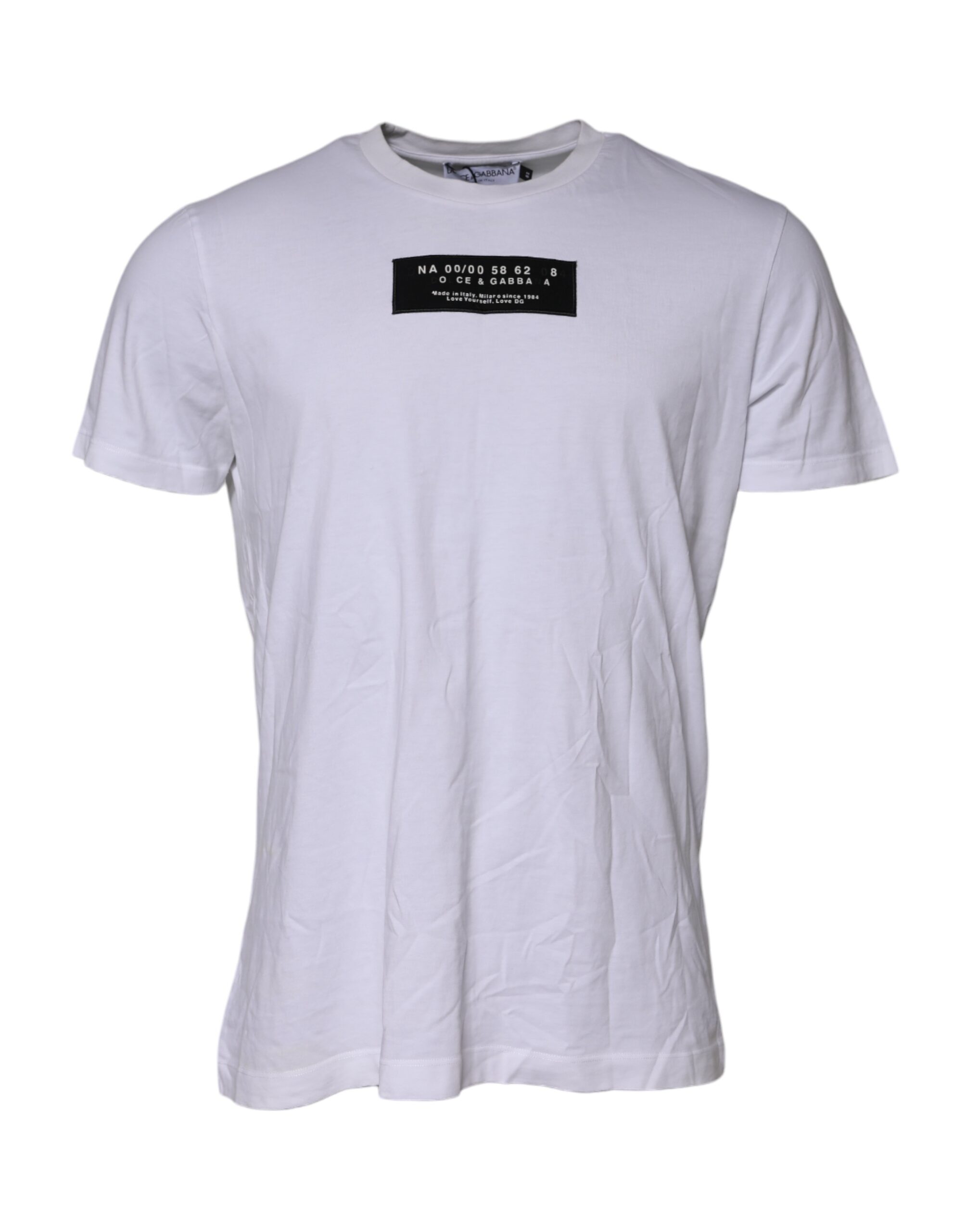 

Белая хлопковая футболка с круглым вырезом и нашивкой-логотипом Dolce & Gabbana, White