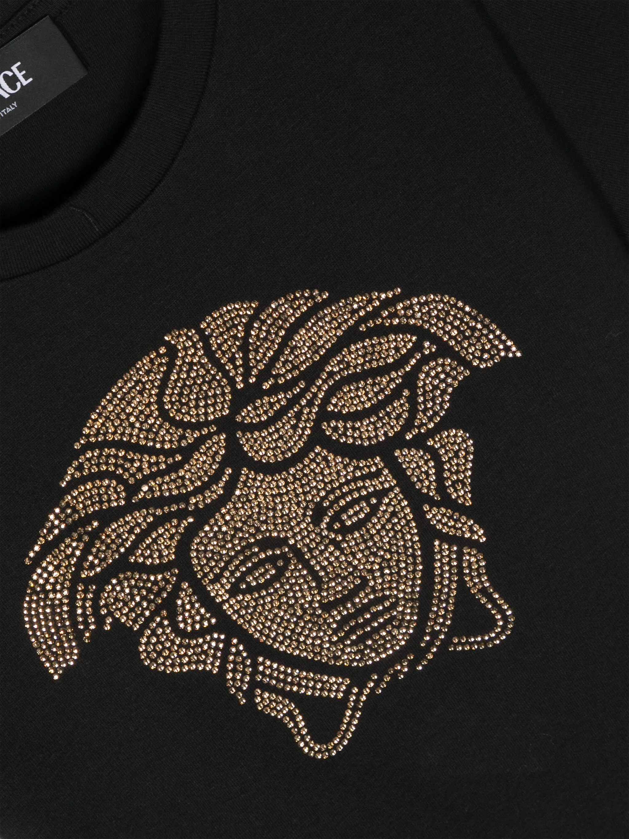 Футболка с декором Medusa и стразами Versace Kids, черный — фото 3