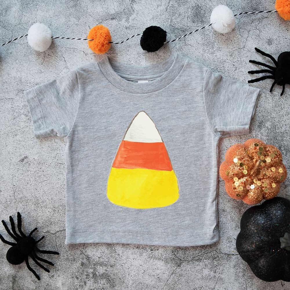 Молодежная футболка с короткими рукавами и графическим рисунком Candy Corn, акварелью The Juniper Shop, цвет Heather Grey — фото 2