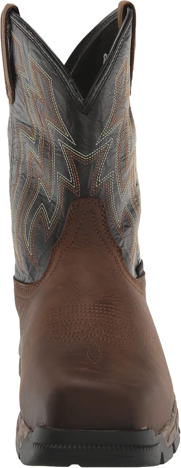 Мужские ботинки ARIAT Rebar Flex Western с водонепроницаемым композитным носком, черный/коричневый/темно-коричневый — фото 2