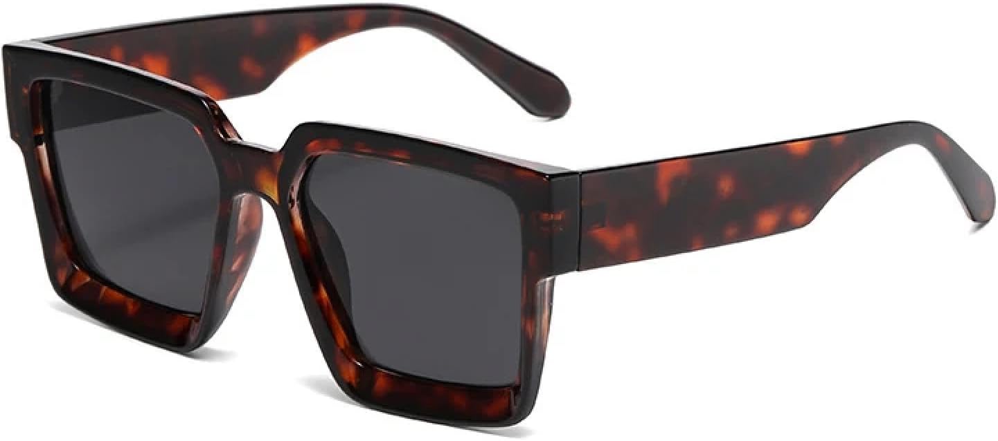 

Солнцезащитные очки с защитой UV400 | Женские, увеличенного размера, прозрачные, градиентные, для занятий спортом на открытом воздухе и вождения DSVIGF, Black Leopard Gray