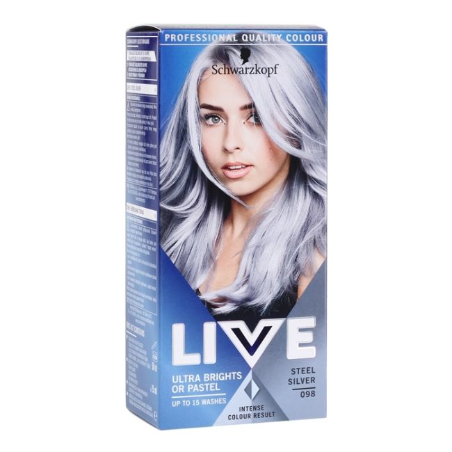 

Живая краска для волос Schwarzkopf, цвет 098 steel silver