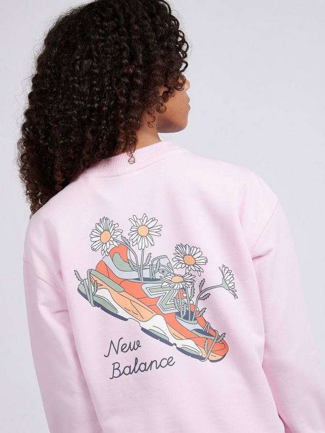 Детский свитшот из хлопковой смеси с принтом на спине New Balance, Light Raspberry — фото 4