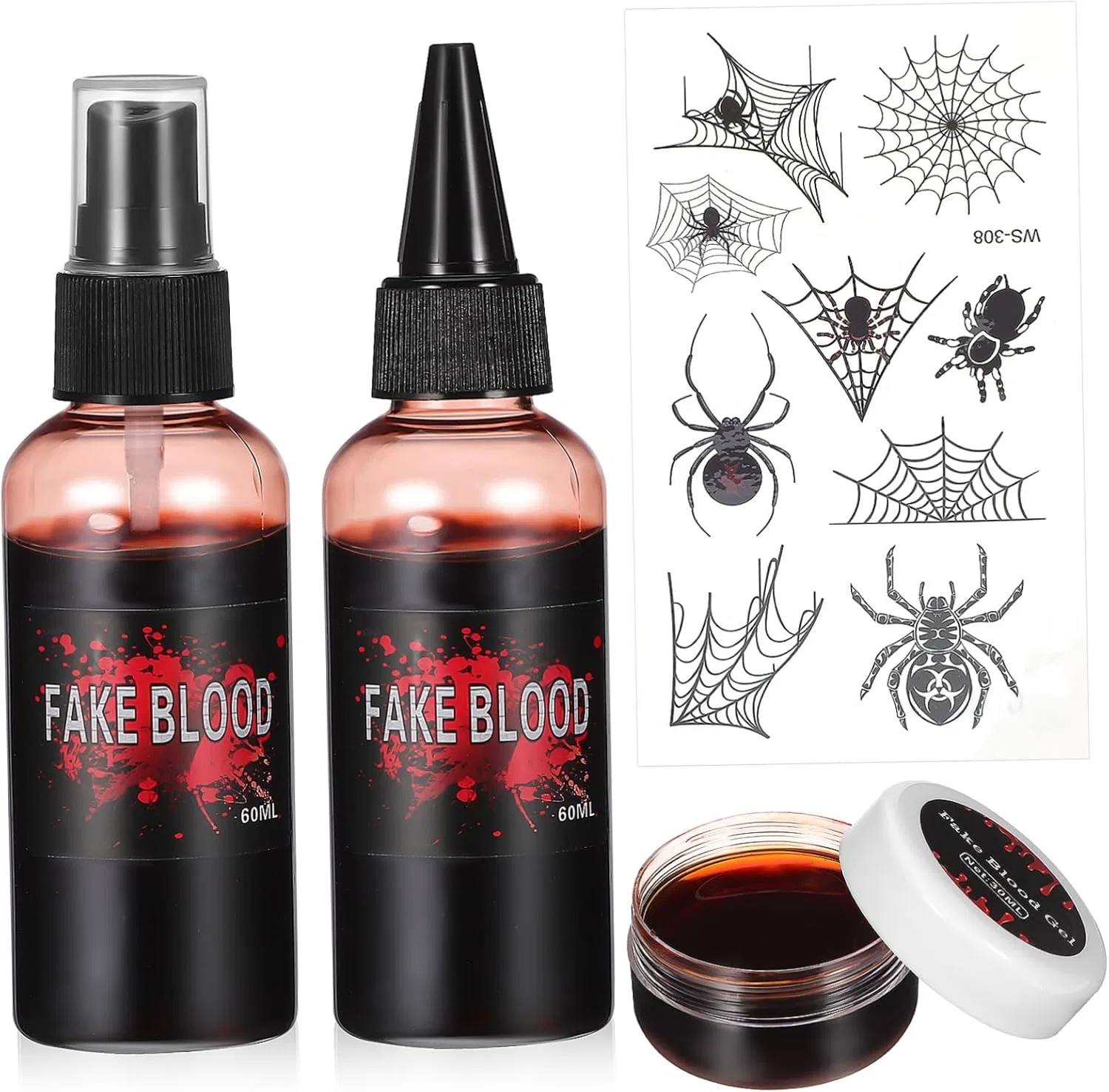 Набор искусственной крови для грима Zombie Makeup Kit WOFASHPURET 2 жидкости по 60 мл + гель 30 мл