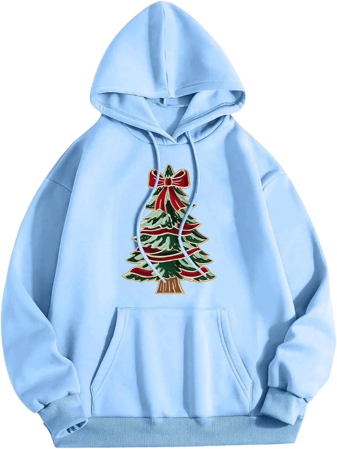 Женский худи с рождественской ёлкой, Light Blue — фото 4