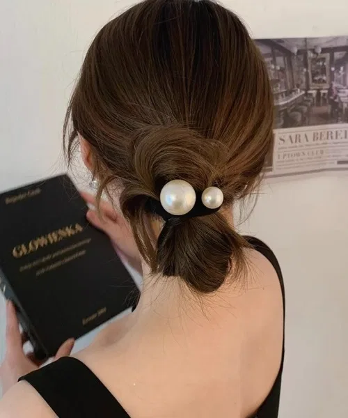 Женские резинки для волос с жемчугом E&C closet, набор из 2 шт, белый