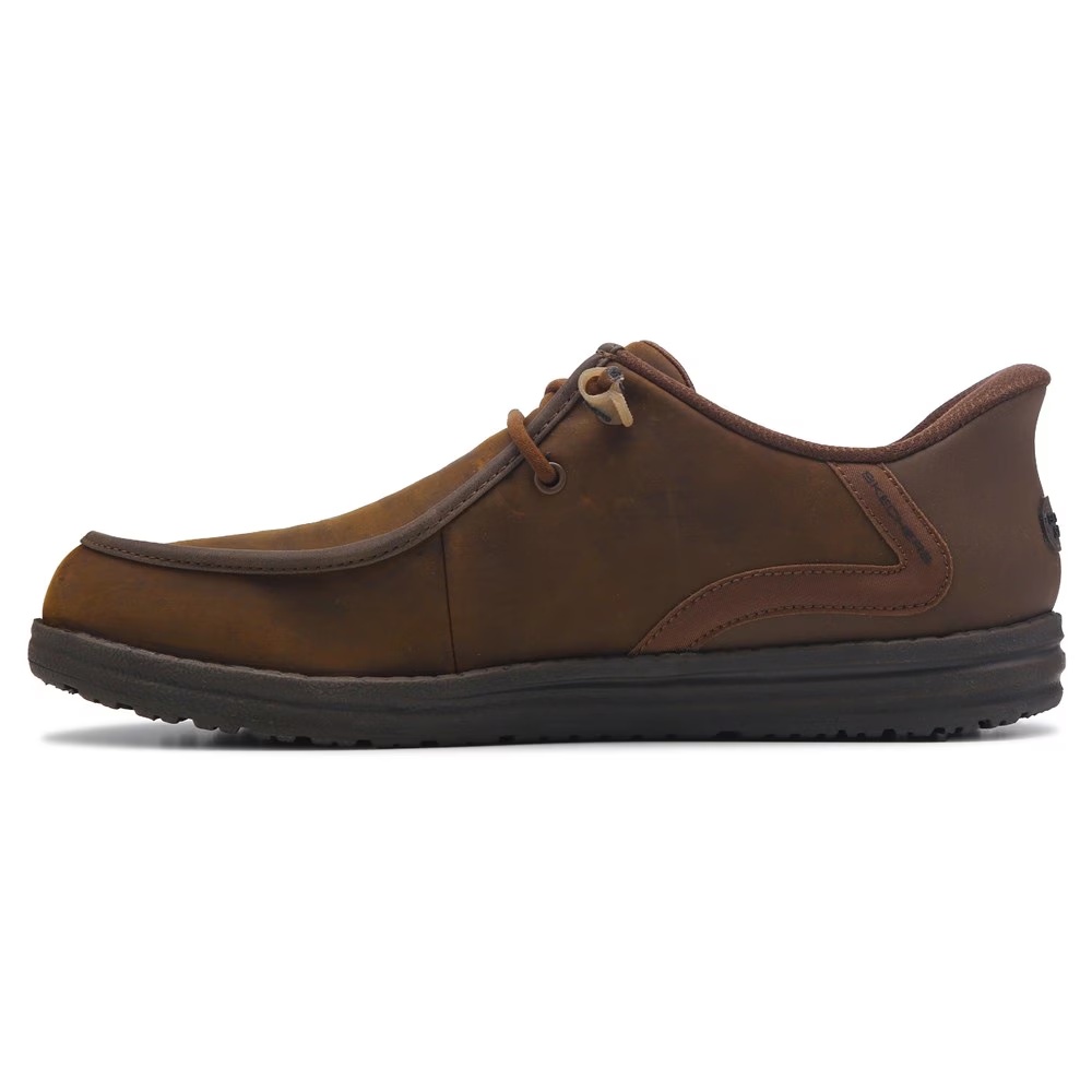 Slip-Ins melson кожаные мокасины без шнурков Skechers, dark brown — фото 3