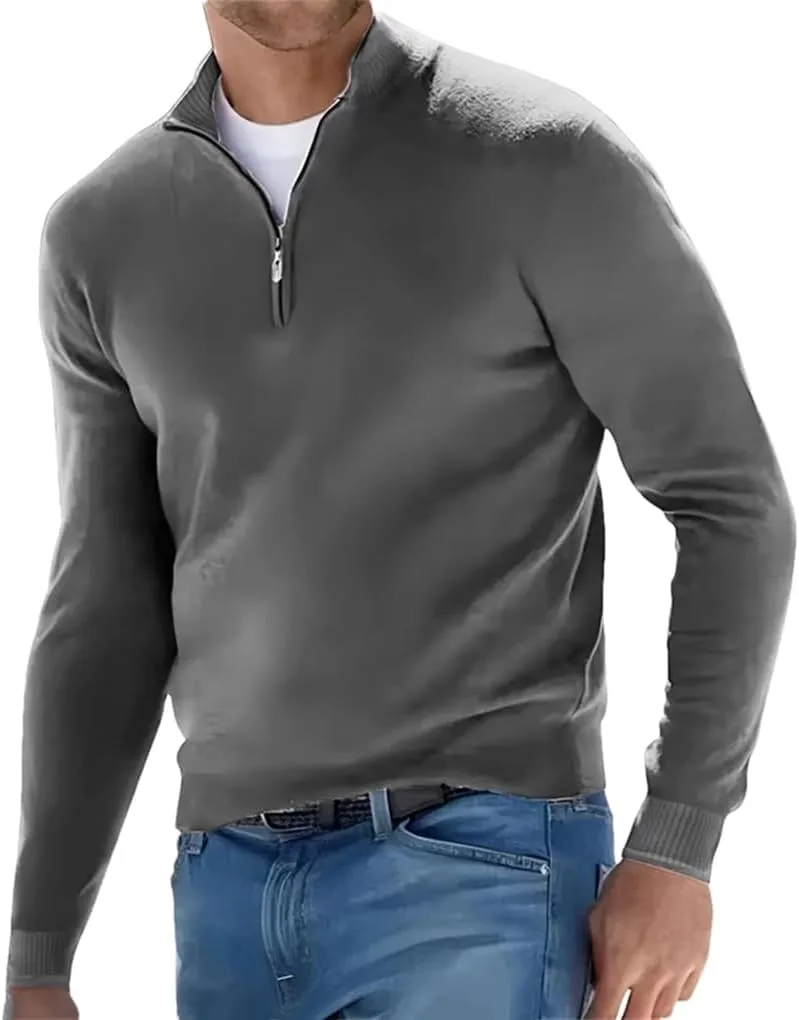 

Мужской полувысокий воротник на молнии вязаный свитер