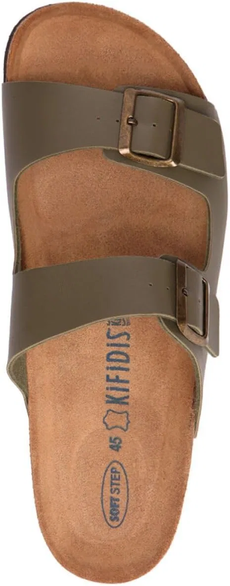 Кожаные сандалии Kifidis Soft Step K0765SE, ​​сабо, мюли, удобная обувь, домашние тапочки, Khaki — фото 2