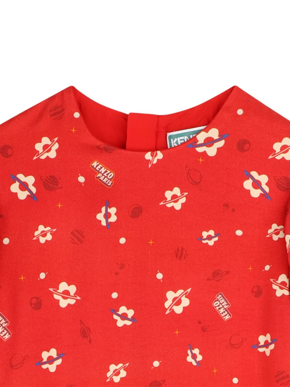 Платье с принтом и объемными рукавами Kenzo Kids, красный — фото 3