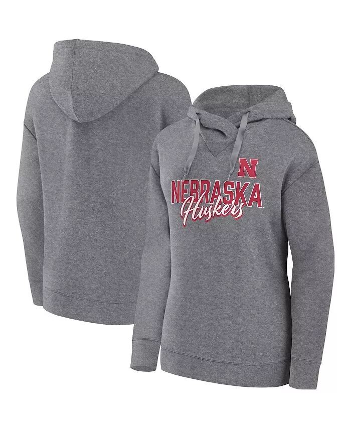 

Женский пуловер с капюшоном серого цвета Nebraska Huskers Script Favorite, толстовка с капюшоном Fanatics