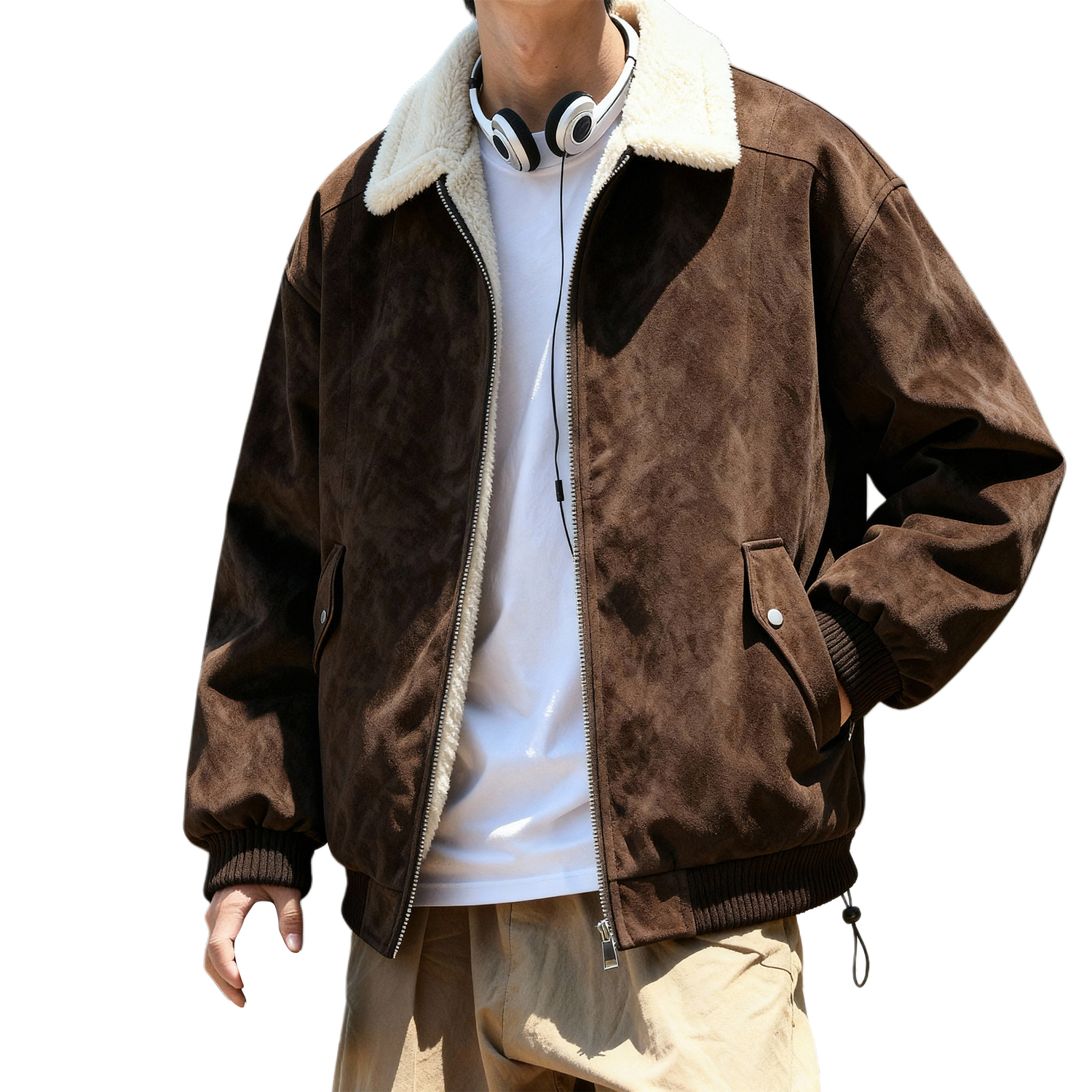 

Пуховик Unisex Lapel Fleece lined Others X1617, коричневый fleece-lined jacket