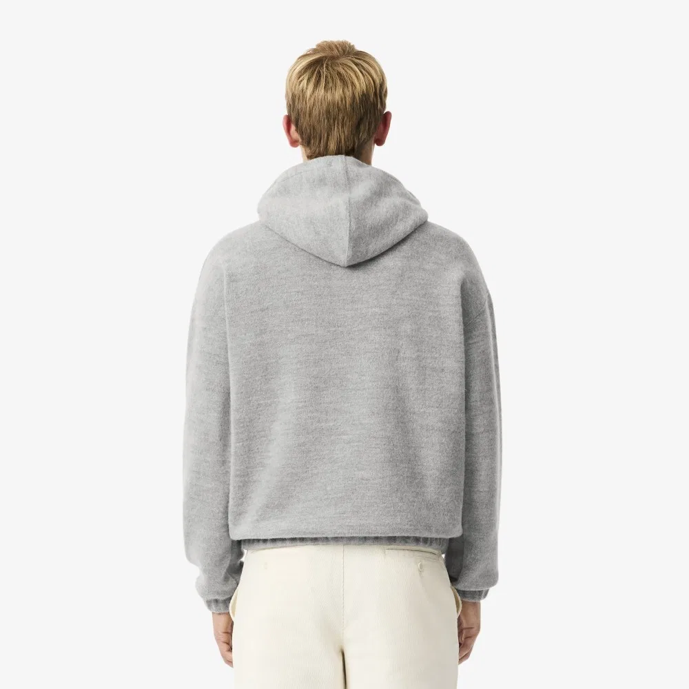 Мужское худи Paris Pack из фланели меланжевое серое от Lacoste — фото 3