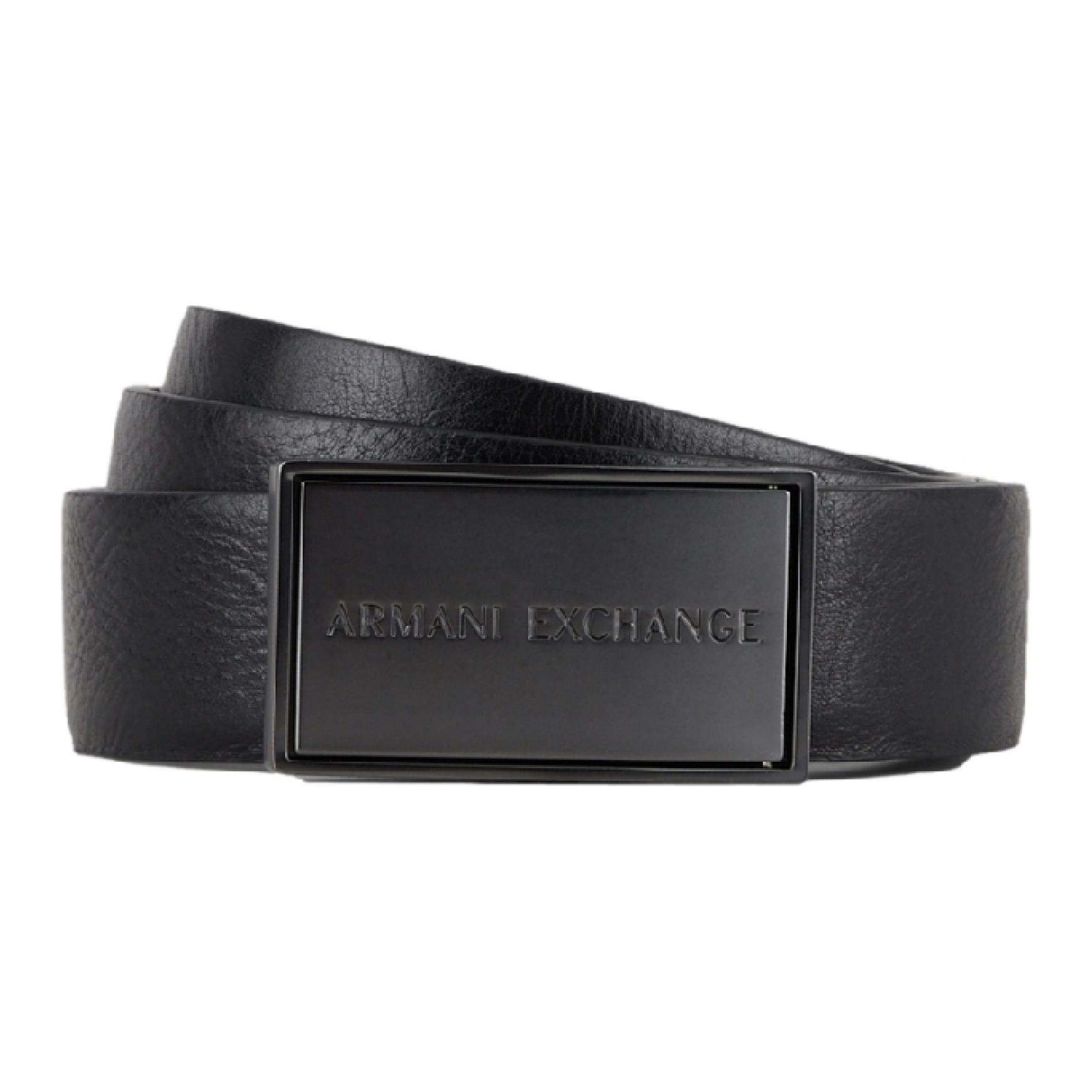 

ARMANI EXCHANGE Кожаный ремень мужской черный, Black
