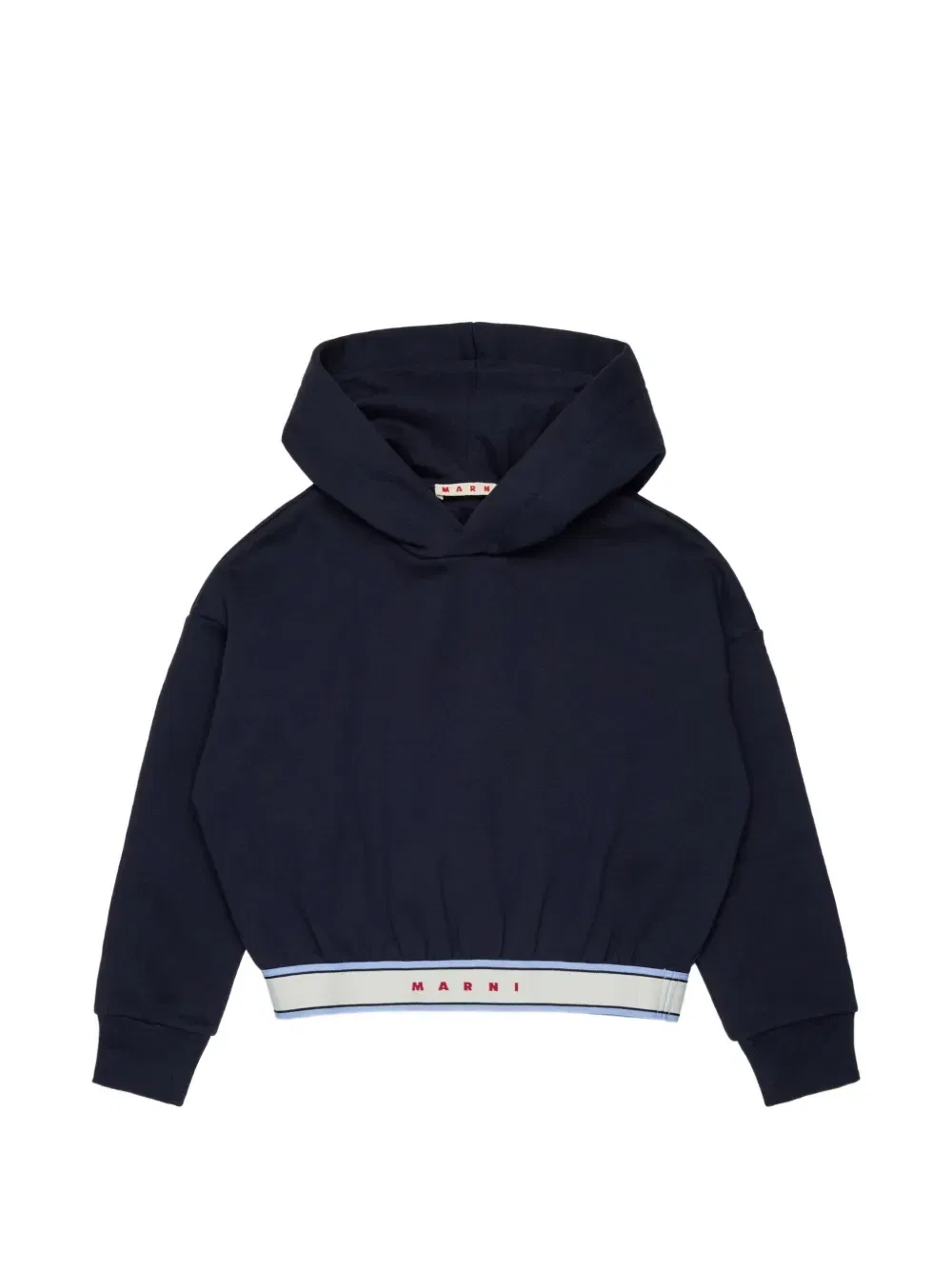 Толстовка с капюшоном и лентой с логотипом Marni Kids, синий