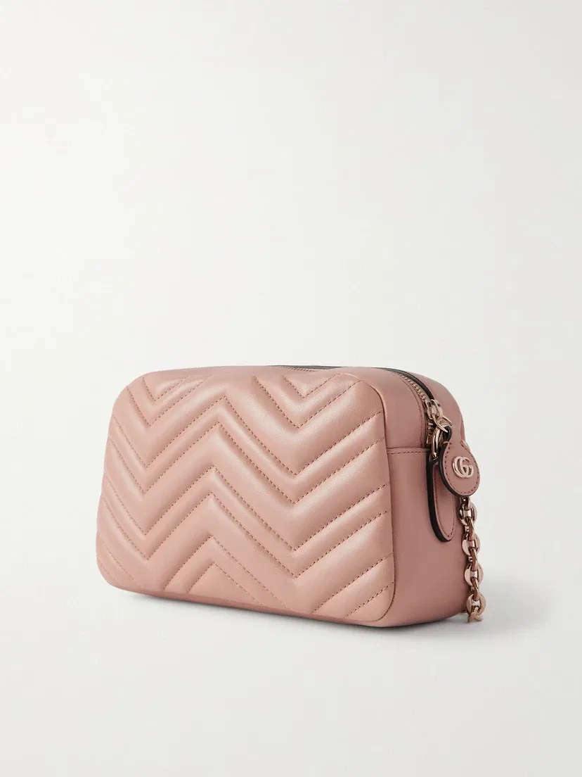 Сумка на плечо из стеганой кожи GG Marmont GUCCI, розовый — фото 4