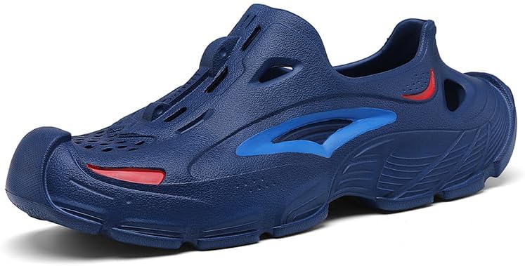 

Мужские летние садовые сабо, взрослые спортивные сандалии для прогулок, водные пляжные туфли, повседневные шлепанцы, легкие дышащие прохладные шлепанцы, удобные и модные, подходят для повседневной носки Miluoluo, синий